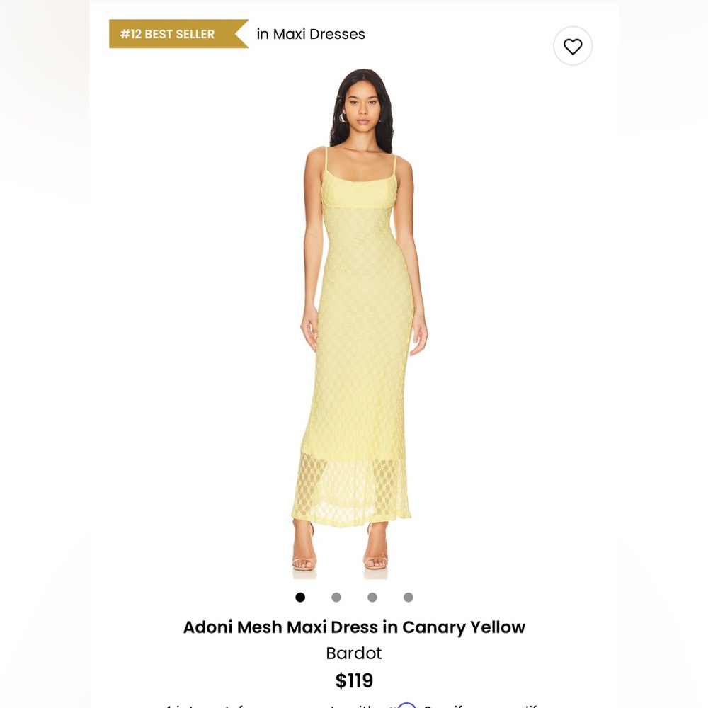 Bardot Canary Yellow Mesh Maxi Dress